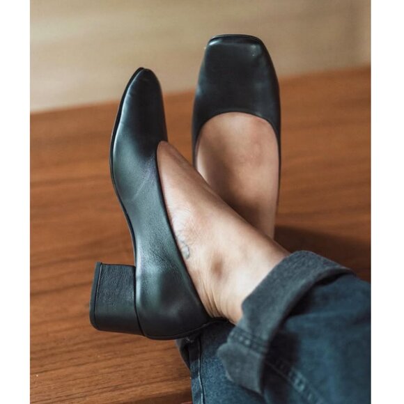 Poppy Barley The Daily Pump Leather Heel Square Toe Chunky Block Mary Jane Style - Picture 2 of 16